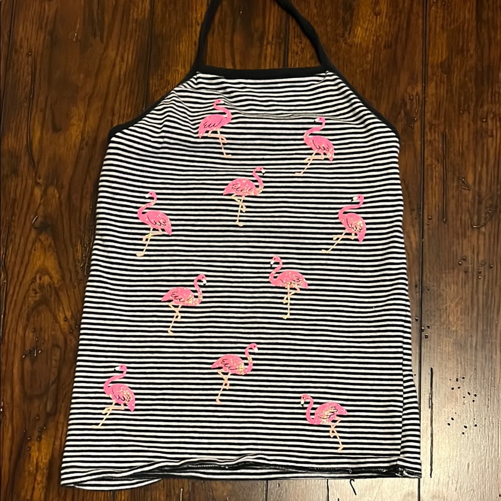 Striped Halter Top with Pink Flamingos